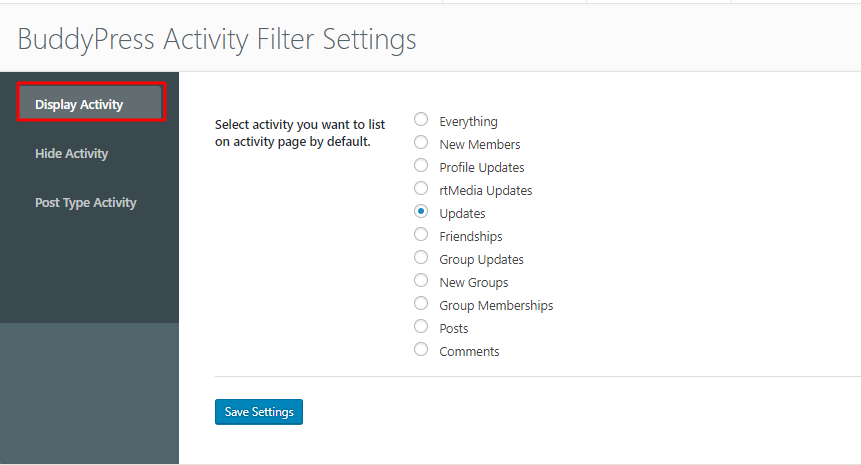 BuddyPress Activity Filter Plugin