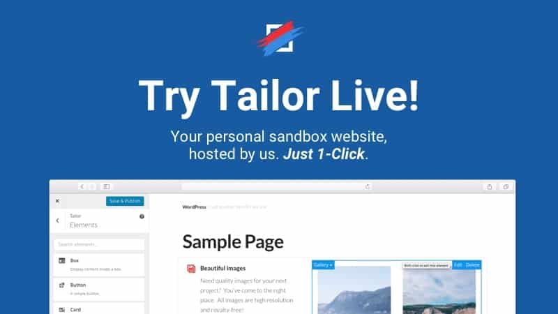 try tailor wordpress page builder live
