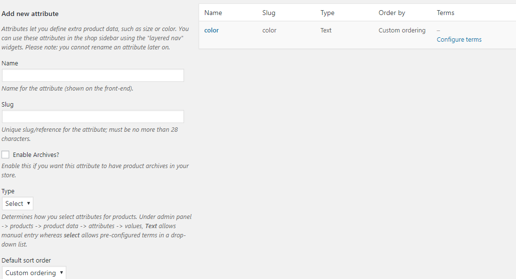 WooCommerce Product categories, Tags, Attributes