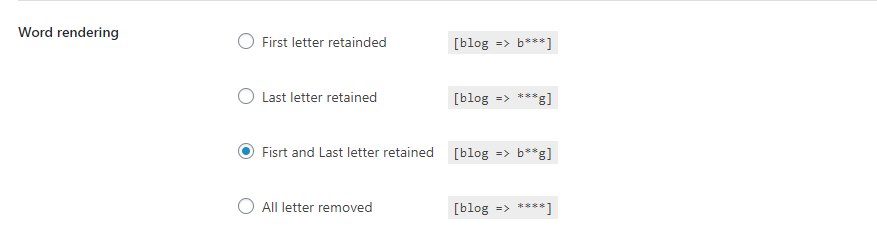 BuddyPress Profanity word render settings
