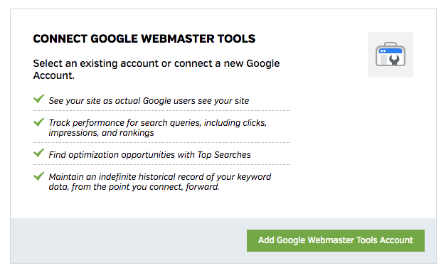 Connect with Google Webmaster Tools account