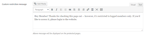 Message For WordPress Logout Users on Page,Private Community