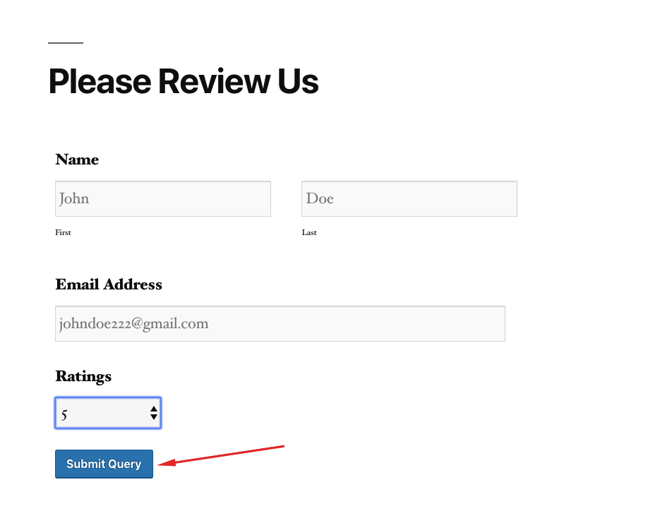 users submit query,Review feedback Form