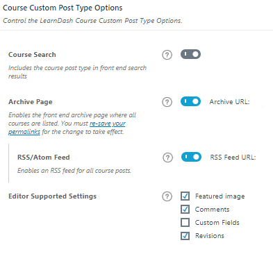 Custom Post Type options, best online course builder functionality with WordPress LMS Plugin LearnDash 3.0
