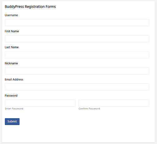 Buddypress Registration Forms