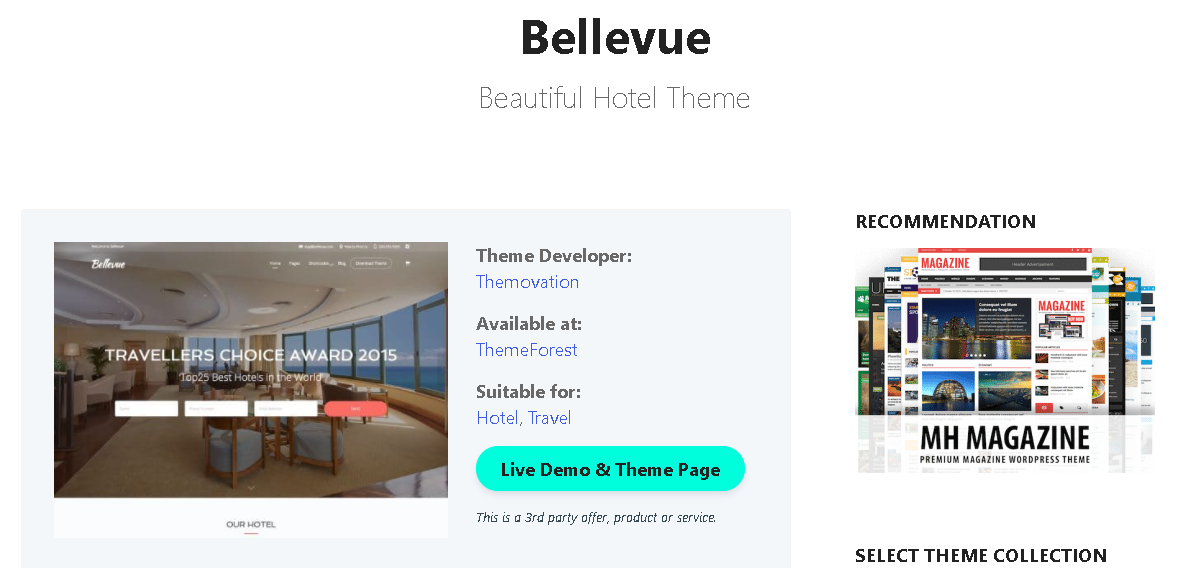 Bellevue Hotel: Booking WordPress Themes 