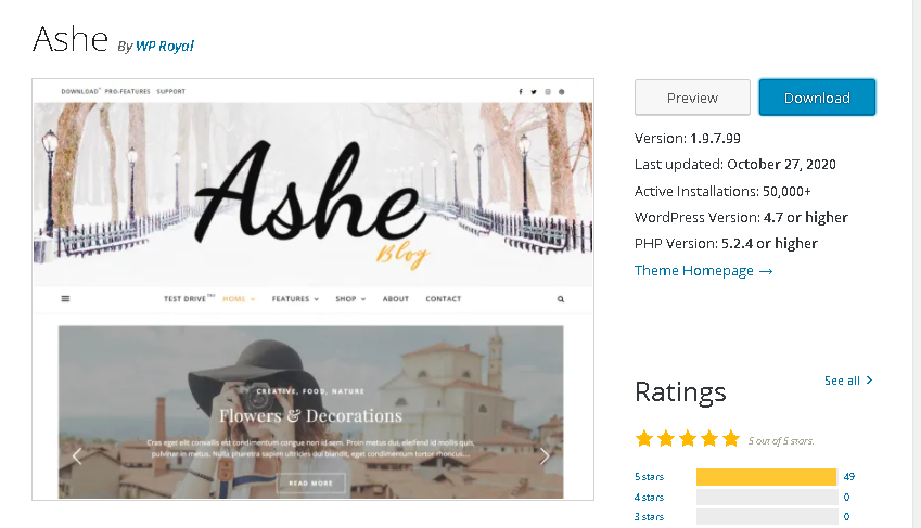 Ashe- Gutenberg Ready WordPress Blog Theme