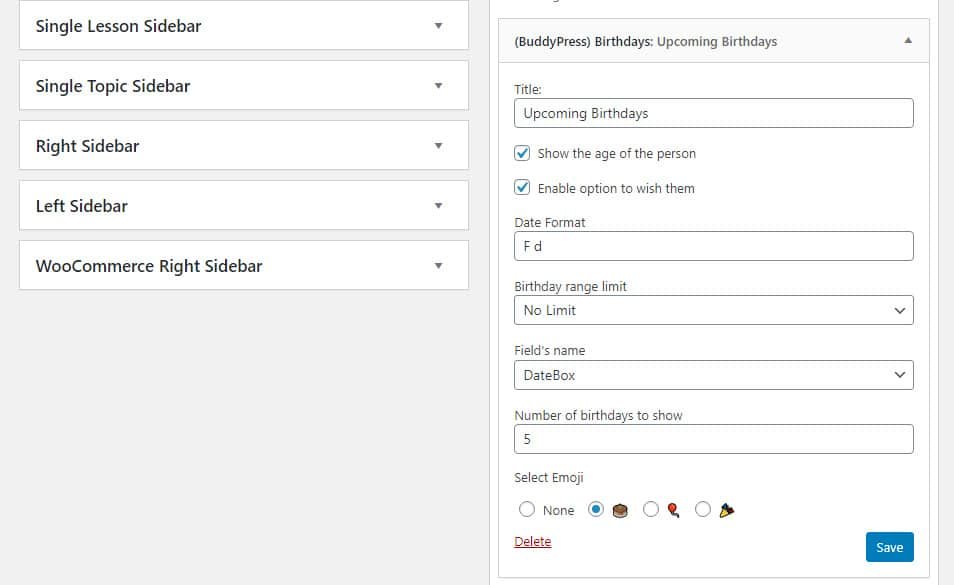 BuddyPress Birthday Widget