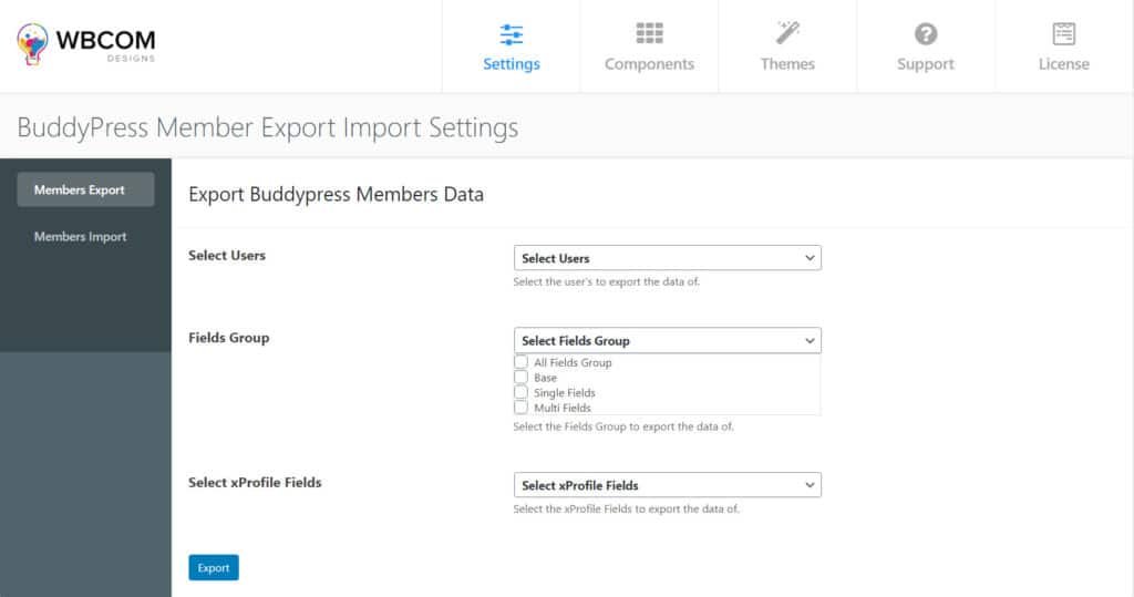 BuddyPress Member Export Import
