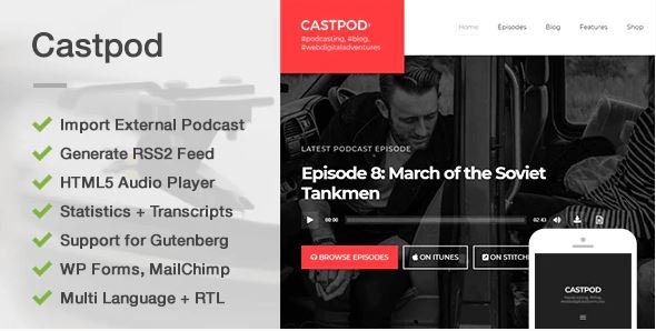 Castpod- WordPress themes for Podcast