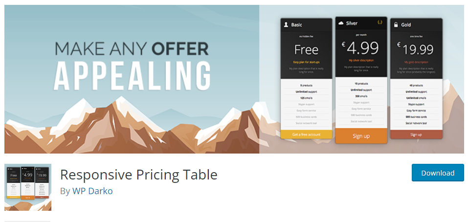 responsive pricing table