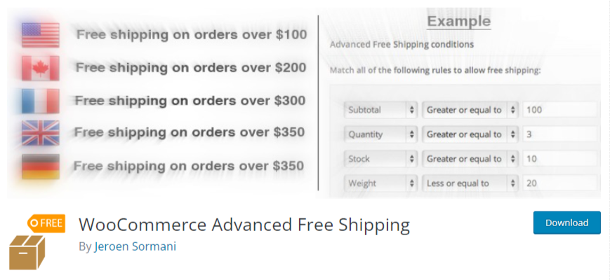 WooCommerce Advanced Free Shipping plugin