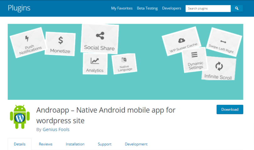 AndroApp- convert wordpress site to mobile app